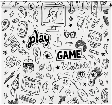 Estore de rolo frikis design de jogo preto e branco - TenStickers