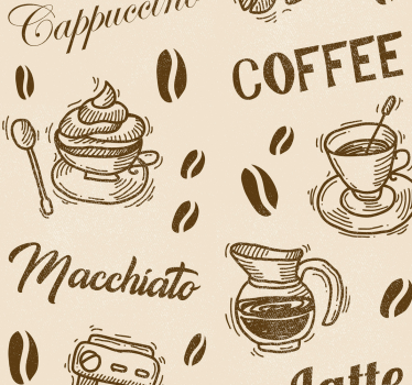 Estore de rolo para cozinha com design de variedades de café - TenStickers