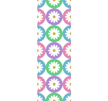 Estore de rolo para cozinha círculos com padrão de margarida - TenStickers