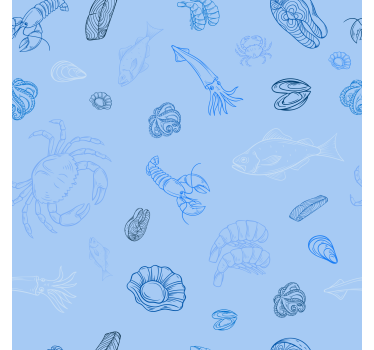 Estore de rolo para cozinha com padrão de frutos do mar - TenStickers