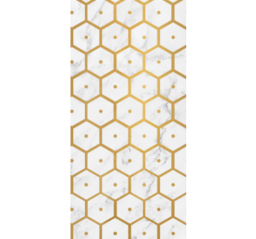 Estore de rolo para cozinha padrão mármore dourado hexagonal - TenStickers
