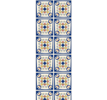 Estore de rolo para cozinha azulejo português flores rosas - TenStickers