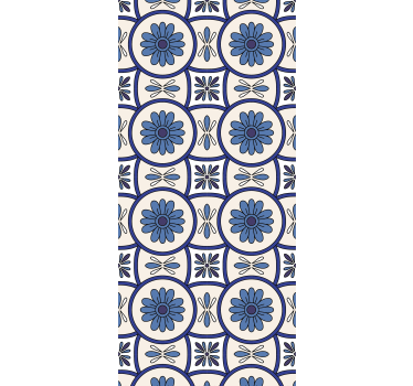 Estore de rolo para cozinha azulejo português flor azul - TenStickers