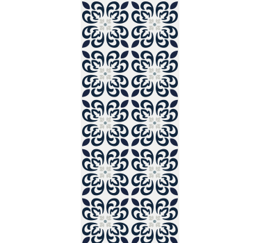 Estore de rolo para cozinha azulejo português trevo azul escuro - TenStickers