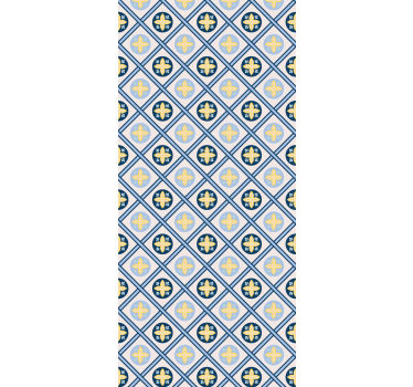 Estore de rolo para cozinha azulejo português azul bebê e amarelo - TenStickers