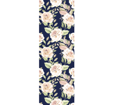 Estore de rolo para cozinha padrão rosa vintage sobre fundo azul - TenStickers