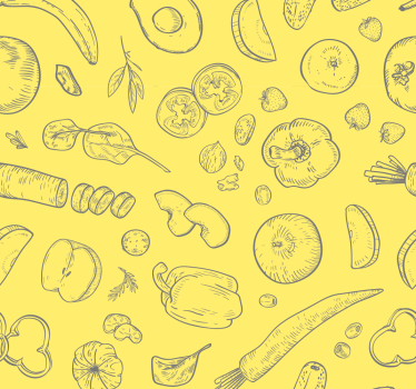 Estore de rolo para cozinha conjunto de frutas e legumes colorido - TenStickers