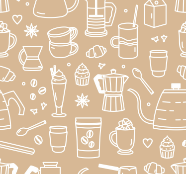Estore de rolo para cozinha com padrão de xícaras e copos - TenStickers