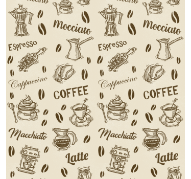 Estore de rolo para cozinha padrões de nomes em café 3d - TenStickers