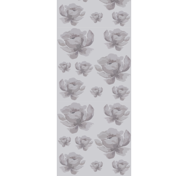 Estore de rolo sala de jantar padrão floral cinza anos 80 - TenStickers