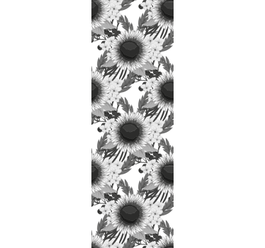 Estore de rolo sala de jantar girassóis preto e branco - TenStickers