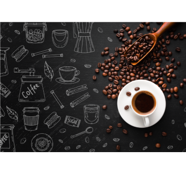 Estore de rolo para cozinha grãos de café e rabiscos - TenStickers