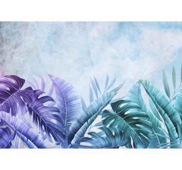 Estore de rolo para cozinha plantas tropicais azuis e roxas - TenStickers