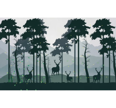 Estore de rolo para cozinha silhueta floresta escandinava - TenStickers