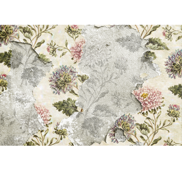 Estore de rolo para cozinha flores vintage em fundo bege - TenStickers