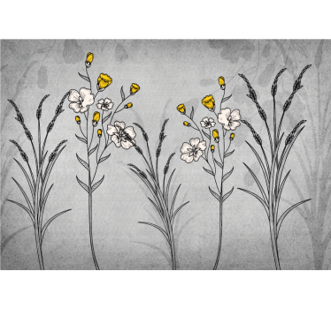 Estore de rolo para cozinha plantas cinzas escandinavas - TenStickers
