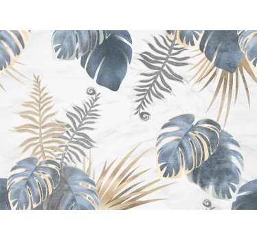 Estore de rolo para cozinha com plantas tropicais azuis - TenStickers