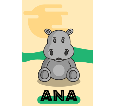 Estore de rolo animais variados hipopótamo personalizável - TenStickers