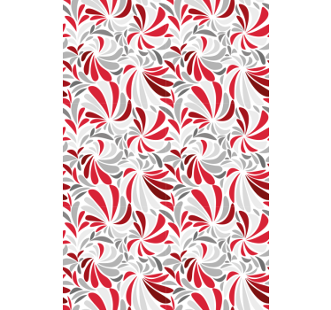 Cortinas de rolo clássicas de flores cinza e vermelhas - TenStickers