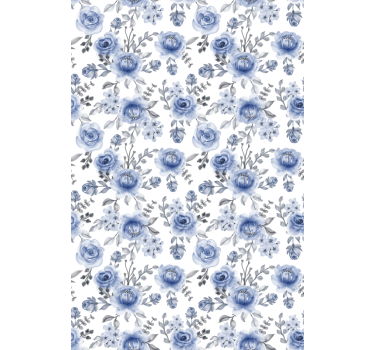 Cortina de flor padrão azul - TenStickers