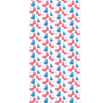 Estore de rolo borboleta cores azul e vermelho - TenStickers