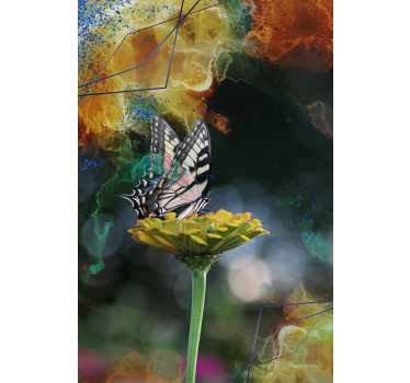 Estore de rolo borboleta composição floral borboleta - TenStickers