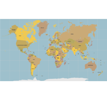Estore de rolo do mapa mundial bege político - TenStickers