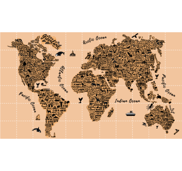 Estore de rolo do mapa mundial marcos icônicos - TenStickers