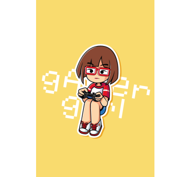 Estore de rolo frikis ilustração de garota gamer - TenStickers