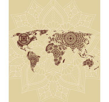 Estore de rolo do mapa mundial tapeçaria mundial de mandala - TenStickers