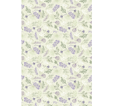 Flores roxas em cortinas de rolo de fundo verde - TenStickers
