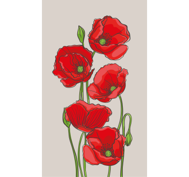 Cortina de rolo de flor de papoulas hastes compridas desenhada - TenStickers