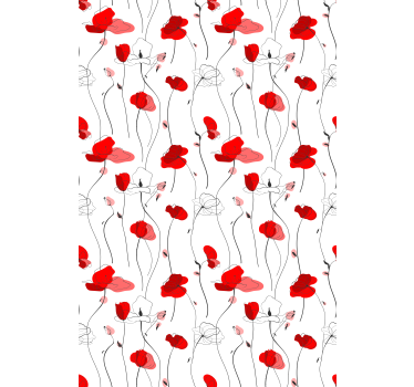 Desenho de cortinas de rolo de flores de papoula - TenStickers