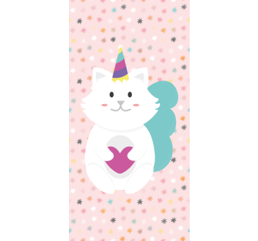 Estores de rolo de animais gato branco fofo - TenStickers