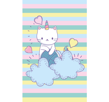 Gato unicórnio nas nuvens crianças estors - TenStickers