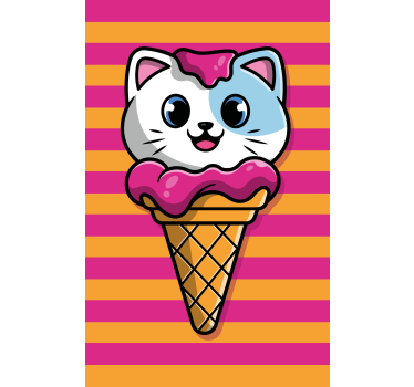 Gato fofo em sorvete crianças estors - TenStickers