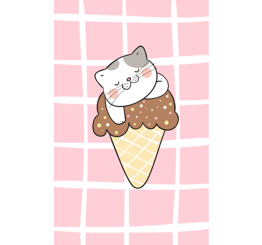 Estores de rolo de animais gato em casquinha de sorvete - TenStickers