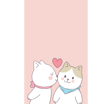 Gatos adoráveis beijando crianças estors - TenStickers