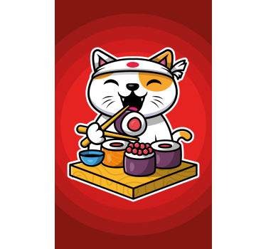 Estores de rolo de animais sushi de gato feliz - TenStickers