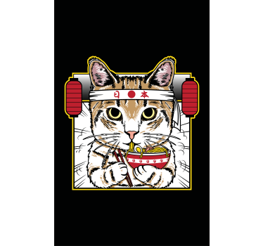 Estores de rolo de animais gato comedor de macarrão - TenStickers