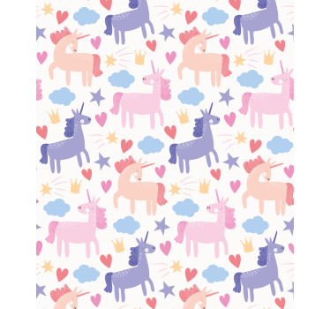 Unicórnio com corações e estrelas crianças estors - TenStickers