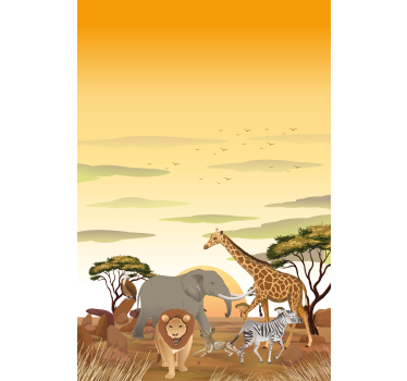 Desenho africano paisagem animal estor - TenStickers