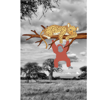 Estores de rolo de animais leopardo e orangotango - TenStickers