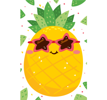 Abacaxi com óculos de sol rosa cortina de rolo de frutas e vegeta - TenStickers