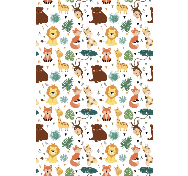 Animais selvagens fofos com folhas estors - TenStickers