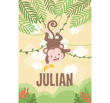 Pequeno macaco no galho crianças estors - TenStickers