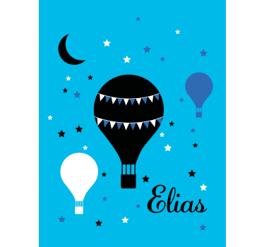 Balões pretos e azuis com estrelas e arte estor à lua - TenStickers