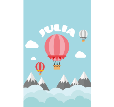 Estore de rolo infantil balões de ar quente com nome - TenStickers