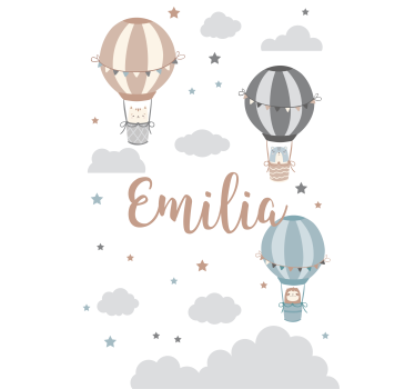 Balões de cor pastel e nuvens arte estor - TenStickers