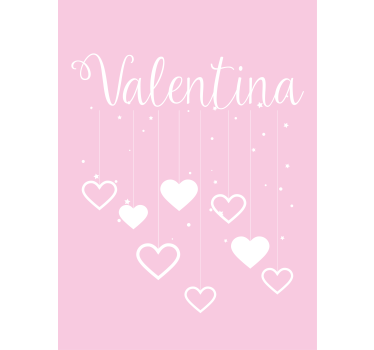 Corações pendurados em fundo rosa estor personalizada - TenStickers